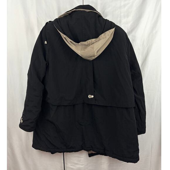 CS Signature Windbreaker Coat Lined Hooded Jacket Black Tan Ladies MEDIUM - Picture 13 of 14